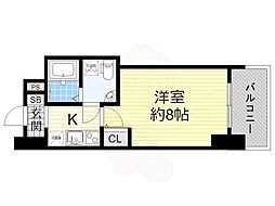 阪神なんば線 桜川駅 徒歩1分の賃貸マンション 2階1Kの間取り