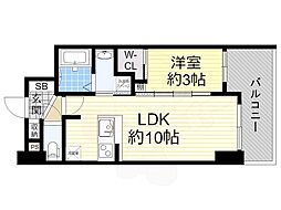 阪神なんば線 桜川駅 徒歩1分の賃貸マンション 8階1LDKの間取り