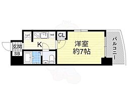 阪神なんば線 桜川駅 徒歩1分の賃貸マンション 11階1Kの間取り