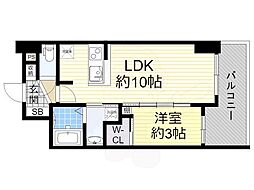 阪神なんば線 桜川駅 徒歩1分の賃貸マンション 14階1LDKの間取り