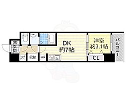 Osaka Metro堺筋線 恵美須町駅 徒歩3分の賃貸マンション 12階1DKの間取り