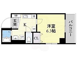 Osaka Metro御堂筋線 大国町駅 徒歩5分の賃貸マンション 5階1Kの間取り
