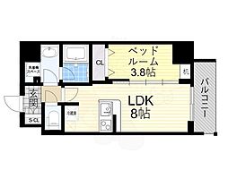 Osaka Metro千日前線 桜川駅 徒歩3分の賃貸マンション 4階1LDKの間取り