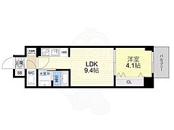 Osaka Metro堺筋線 恵美須町駅 徒歩3分の賃貸マンション 8階1LDKの間取り