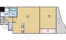 Osaka Metro御堂筋線 大国町駅 徒歩4分の賃貸マンション 6階1LDKの間取り