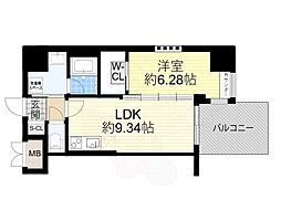 Osaka Metro堺筋線 堺筋本町駅 徒歩4分の賃貸マンション 13階1LDKの間取り