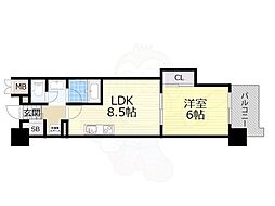 Osaka Metro堺筋線 日本橋駅 徒歩6分の賃貸マンション 8階1LDKの間取り