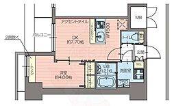 Osaka Metro千日前線 桜川駅 徒歩7分の賃貸マンション 13階1DKの間取り