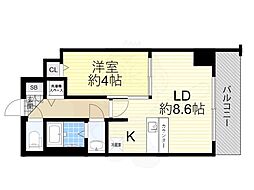 Osaka Metro中央線 堺筋本町駅 徒歩6分の賃貸マンション 12階1LDKの間取り