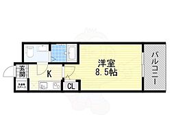 Osaka Metro堺筋線 長堀橋駅 徒歩8分の賃貸マンション 8階1Kの間取り