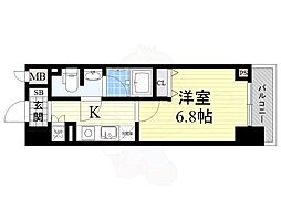 JR大阪環状線 芦原橋駅 徒歩4分の賃貸マンション 9階1Kの間取り
