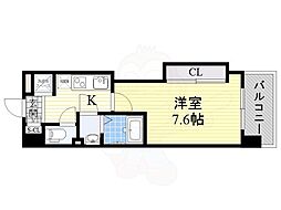 JR大阪環状線 芦原橋駅 徒歩3分の賃貸マンション 9階1Kの間取り