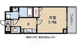 南海線 難波駅 徒歩7分の賃貸マンション 3階1Kの間取り