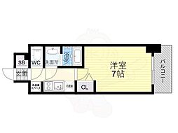 Osaka Metro四つ橋線 大国町駅 徒歩11分の賃貸マンション 10階1Kの間取り