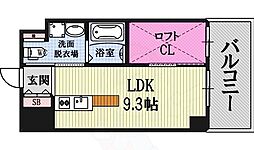 アイボリーポワント難波WEST ワンルームの間取図画像