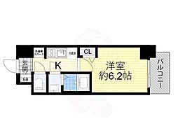 プレサンス難波インフィニティ 1Kの間取図画像