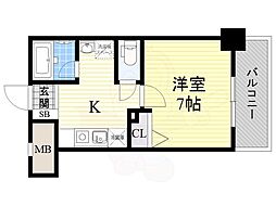 willDo難波w1 1Kの間取図画像