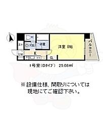 LiAnge難波 1Kの間取図画像