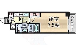 アドバンス心斎橋ラシュレ2 1Kの間取図画像