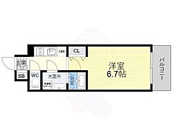 QuintetNAMBA 1Kの間取図画像
