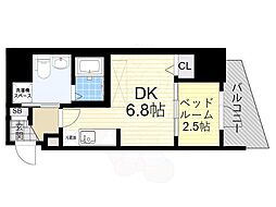 RESIDENCE難波南 1DKの間取図画像