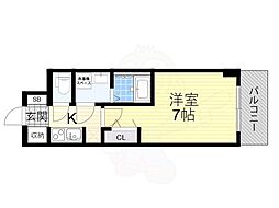 S-RESIDENCENambaDaikokuchoDeux 1Kの間取図画像