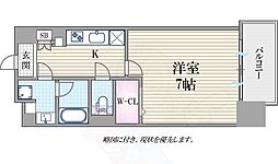 アーバネックス心斎橋 1Kの間取図画像