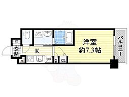 エスリード難波WEST 1Kの間取図画像