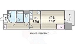 ラクラス長堀橋 1Kの間取図画像
