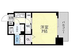 S-RESIDENCENambaDaikokuchoDeux 1Kの間取図画像