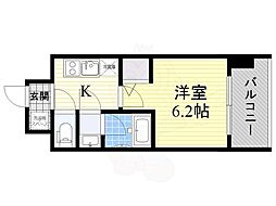 スプランディッド難波 1Kの間取図画像