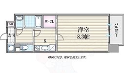 オーパスグラン谷町 1Kの間取図画像