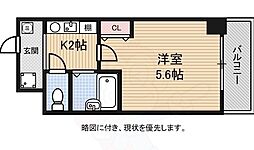 エルミタージュ難波南6 1Kの間取図画像