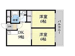西ナンバグランドビル 2LDKの間取図画像