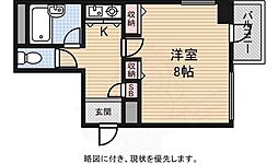 カルマーレナンバウエスト 1Kの間取図画像
