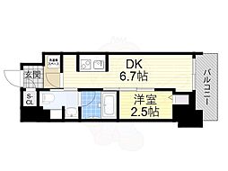 ルネフラッツ松屋町駅前 1DKの間取図画像