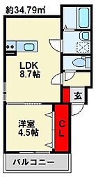 IL　GRANDE諸岡 1階1LDKの間取り