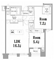エンクレスト呉服町 2LDKの間取図画像