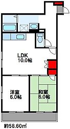 マイナミハイツ2 2LDKの間取図画像