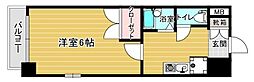 マンション花房 1Kの間取図画像