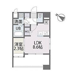 アルティザ博多南リバーフロント 1LDKの間取図画像