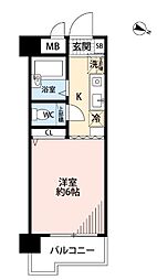 ダイナコートグランデュール博多 1Kの間取図画像