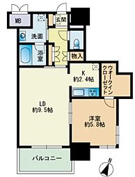 RJRプレシア博多楽水園 1LDKの間取図画像
