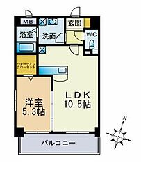 クレセント美野島 1LDKの間取図画像