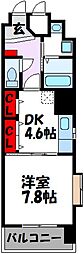 コンフォート博多 1DKの間取図画像