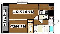 アセットヒルズパークサイド博多 1LDKの間取図画像