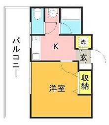 ニューロング博多 1Kの間取図画像