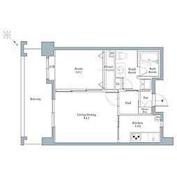 リアンシエルブルー東比恵 2Kの間取図画像