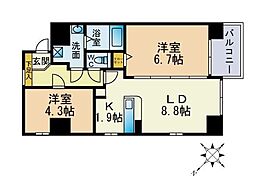 エトゥール博多駅前 2LDKの間取図画像