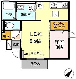 D-room豊 1LDKの間取図画像